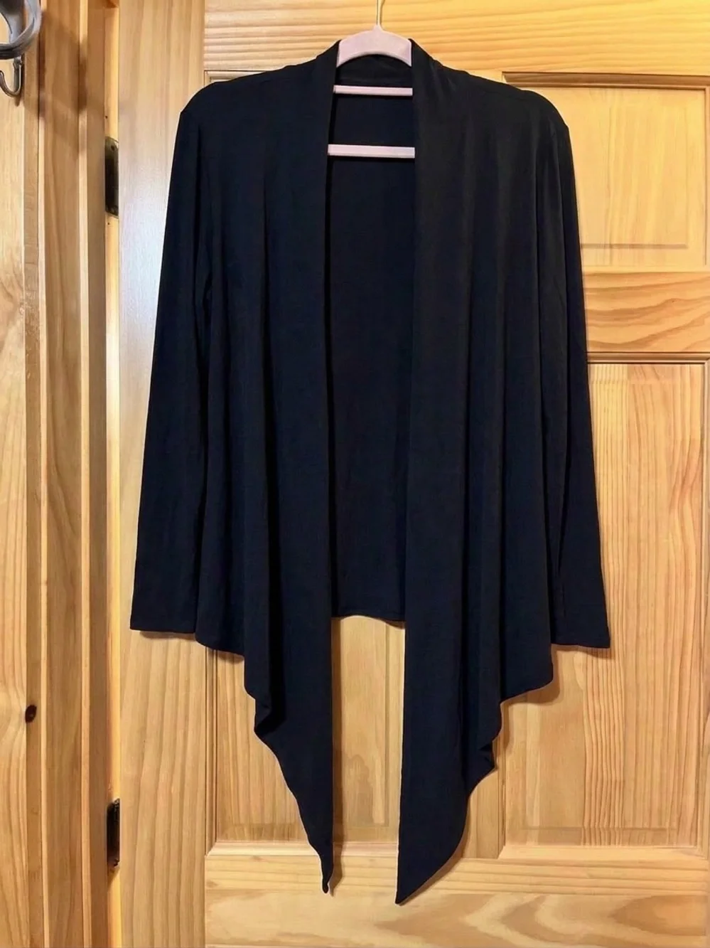 Black Draped Open-Front Women's Sweater Cardigan